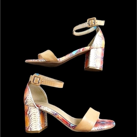 Snake Print/Python Pattern Block Heels SIZE 7.5 - Picture 4 of 6